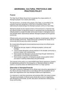 ABORIGINAL CULTURAL PROTOCOLS AND PRACTICES POLICY Purpose