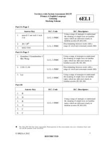 Territory-wide System Assessment 2012 Primary 6 English Language Listening Marking Scheme  6EL1