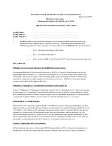 DOCUMENTATION OF ENVIRONMENTAL INDICATOR DETERMINATION Interim Final[removed]RCRA Corrective Action Environmental Indicator (EI) RCRIS code (CA750) Migration of Contaminated Groundwater Under Control