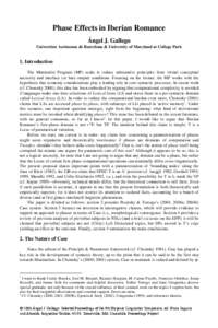 Phase Effects in Iberian Romance Ángel J. Gallego Universitat Autònoma de Barcelona & University of Maryland at College Park