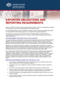 Exporter Obligations and Reporting Requirements