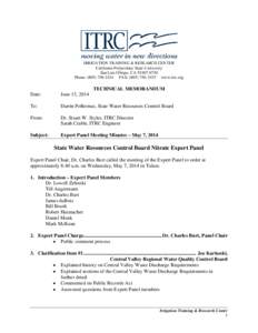 IRRIGATION TRAINING & RESEARCH CENTER California Polytechnic State University San Luis Obispo, CA[removed]Phone: ([removed]FAX: ([removed]www.itrc.org  TECHNICAL MEMORANDUM