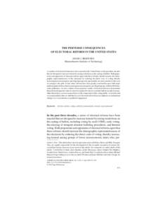 [removed]1532673X04269419 AMERICAN ARTICLEPOLITICS RESEARCH / JULY 2005 Berinsky / CONSEQUENCES OF ELECTORAL REFORM  THE PERVERSE CONSEQUENCES