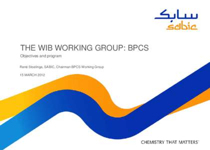 THE WIB WORKING GROUP: BPCS Objectives and program René Stoelinga, SABIC, Chairman BPCS Working Group 15 MARCH 2012  ISA95 Model definition