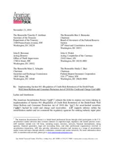 November 23, 2010 The Honorable Timothy F. Geithner Secretary of the Treasury Department of the Treasury 1500 Pennsylvania Avenue, NW Washington, DC 20220