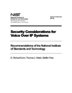 NIST SP[removed], Security Considerations for Voice Over IP Systems