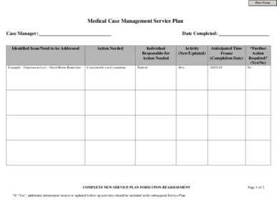 Medical Case Management Service Plan