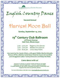 English Country Dance Second Annual Harvest Moon Ball Sunday, September 14, 2014