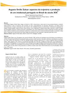 Augusto Emílio Zaluar: aspectos da trajetória e produção de um intelectual português no Brasil do século XIX* Denise Aparecida Sousa Duarte1