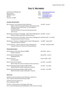 Alexander Ljungqvist / Venture capital / Samuel Curtis Johnson Graduate School of Management / Business / Academia / Higher education / Kellogg School of Management / Northwestern University / Entrepreneurial finance