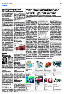 17  Tages-Anzeiger – Freitag, 12. März 2010 Zürich Deutsche Zuzüger seien gut