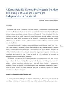 18- A Estratégia Da Guerra Prolongada De Mao Tsé-Tung E O Caso Da Guerra De Independência Do Vietnã