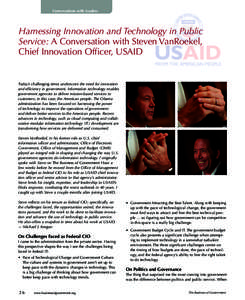 Conversations with Leaders  Harnessing Innovation and Technology in Public Service: A Conversation with Steven VanRoekel, Chief Innovation Officer, USAID