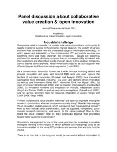 Science / Co-creation / Service dominant logic / User innovation / Open innovation / Lead user / Innovation / Technology / Intelligence