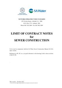 NETWORK INFRASTRUCTURE STANDARDS 250 Victoria Square, Adelaide S.AG.P.O. Box 1751, Adelaide 5001 Phone - FaxLIMIT OF CONTRACT NOTES