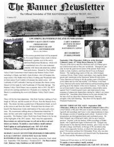 Volume #32  3rd Quarter 2012 UPCOMING BANNERMAN ISLAND FUNDRAISERS! HUDSON VALLEY CHEFS FARM