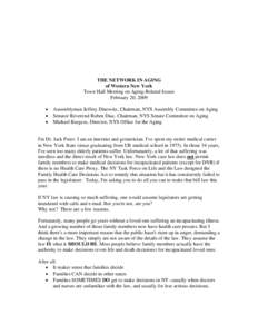 THE NETWORK IN AGING of Western New York Town Hall Meeting on Aging-Related Issues February 20, 2009  