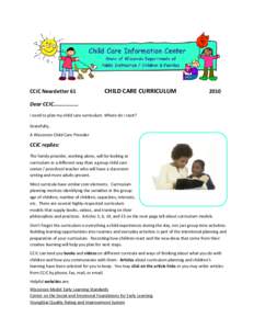 CCIC Newsletter 61  CHILD CARE CURRICULUM 2010