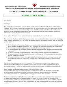 WORLD PSYCHIATRIC ASSOCIATION  WELVERBRAND FÜR PSYCHIATRIE ASSOCIATION MONDIALE DE PSYCHIATRIE ASOCIACION MUNDIAL DE PSIQUIATRIA