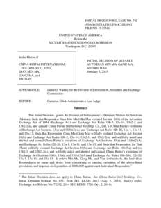 INITIAL DECISION RELEASE NO. 742 ADMINISTRATIVE PROCEEDING FILE NO[removed]UNITED STATES OF AMERICA Before the SECURITIES AND EXCHANGE COMMISSION