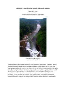 Developing a sense of wonder in young, low-income children? Leigh M. O’Brien State University of New York at Geneseo ~ The Genesee River gorge