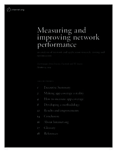 Measuring and improving network performance an analysis of network and application research, testing and optimization A whitepaper from Ericsson, Facebook and XL Axiata