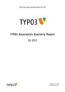 TYPO3 Association Quarterly Report Q3[removed]TYPO3 Association Quarterly Report Q3 2011