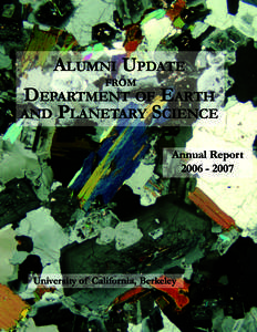 Alumni Update from Department of Earth and Planetary Science Annual Report[removed]