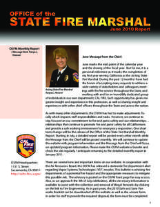June 2010 Report  OSFM Monthly Report •	Message from Tonya L. 	 	 Hoover