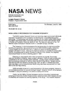 \,  ) NASA NEWS National Aeronautics and