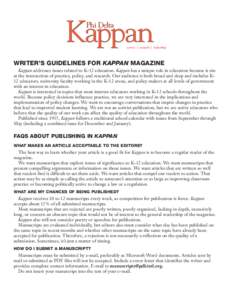 Kappan Phi Delta service | research | leadership  WRITER’S GUIDELINES FOR KAPPAN MAGAZINE