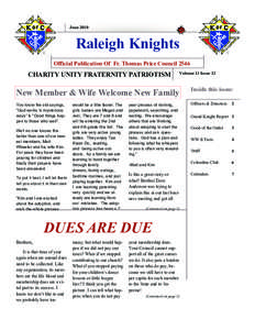 JuneRaleigh Knights Official Publication Of Fr. Thomas Price CouncilCHARITY UNITY FRATERNITY PATRIOTISM