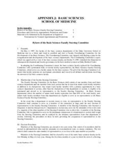 APPENDIX J: BASIC SCIENCES SCHOOL OF MEDICINE In this Appendix: Bylaws of the Basic Sciences Faculty Steering Committee Procedures and Criteria for Appointment, Promotion, and Tenure Materials to be Submitted by the Depa