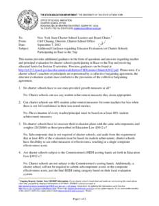 THE STATE EDUCATION DEPARTMENT / THE UNIVERSITY OF THE STATE OF NEW YORK OFFICE OF SCHOOL INNOVATION CHARTER SCHOOL OFFICE ROOM 465 EBA, 89 WASHINGTON AVENUE, ALBANY NY, 12234 Tel[removed]; Fax[removed]; charter