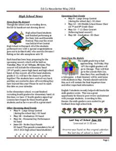 Ed-Co Newsletter May 2014 High School News News from Ms. Reinert