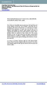 Cambridge University Press9 - The Experiences of Face Veil Wearers in Europe and the Law Edited by Eva Brems Frontmatter More information