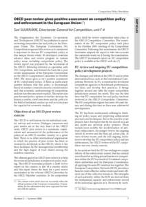 Competition Policy Newsletter  ARTICLES OECD peer review gives positive assessment on competition policy and enforcement in the European Union (1)