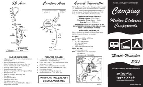 RV Area  Camping Area General Information Mahlon Dickerson Reservation Campgrounds are located
