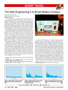 SHORT TAKES  The A&A Engineering 5 A Smart Battery Charger By Joel R. Hallas, W1ZR ARRL Assistant Technical Editor 