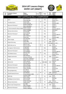 2014 LRT Lewana Stages ENTRY LIST (DRAFT) Car No.  Competitor (Entrant) /