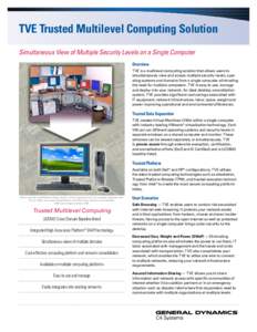 TVE Trusted Multilevel Computing Solution Simultaneous View of Multiple Security Levels on a Single Computer Overview TVE is a multilevel computing solution that allows users to simultaneously view and access multiple se