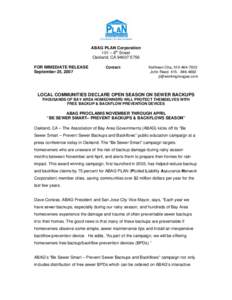 ABAG PLAN Corporation 101 – 8th Street Oakland, CAFOR IMMEDIATE RELEASE September 25, 2007