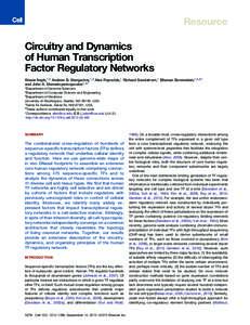 Resource  Circuitry and Dynamics of Human Transcription Factor Regulatory Networks Shane Neph,1,5 Andrew B. Stergachis,1,5 Alex Reynolds,1 Richard Sandstrom,1 Elhanan Borenstein,1,2,4,*