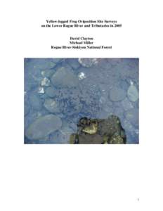 Yellow-legged Frog Oviposition Site Surveys on the Lower Rogue River and Tributaries in 2005 David Clayton Michael Miller Rogue River-Siskiyou National Forest