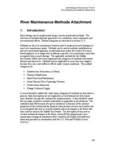 Joint Biological Assessment, Part II River Maintenance Methods Attachment