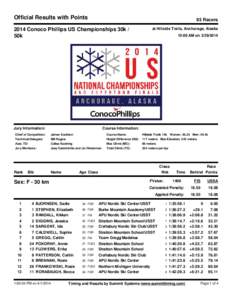 Official Results with Points  93 Racers 2014 Conoco Phillips US Championships 30k / 50k