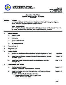 BRANT HALDIMAND NORFOLK  Catholic District School Board Agenda Catholic Education Centre