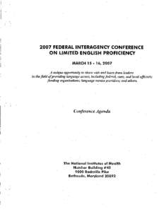 2007 FEDERAL INTERAGENCY CONFERENCE   ON LIMITED ENGLISH PROFICIENCY MARCH 15