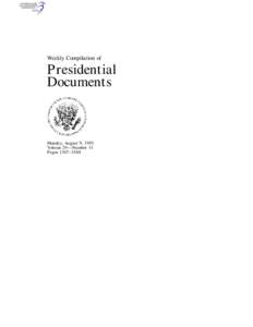 Weekly Compilation of  Presidential Documents  Monday, August 9, 1993