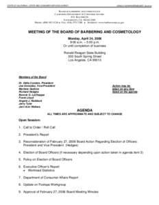 Board Meeting Agenda April 24, [removed]California Board of Barbering and Cosmetology